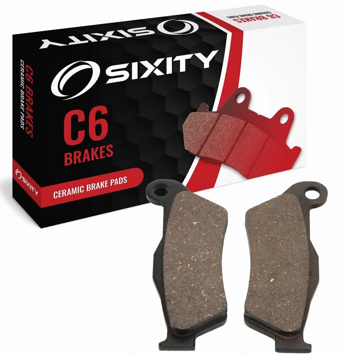 Sixity C6 Front Ceramic Brake Pads compatible with Husqvarna TE 250 48mm Marzocchi Kayaba forks 95mm Caliper Centres 2006-2008 Complete Set