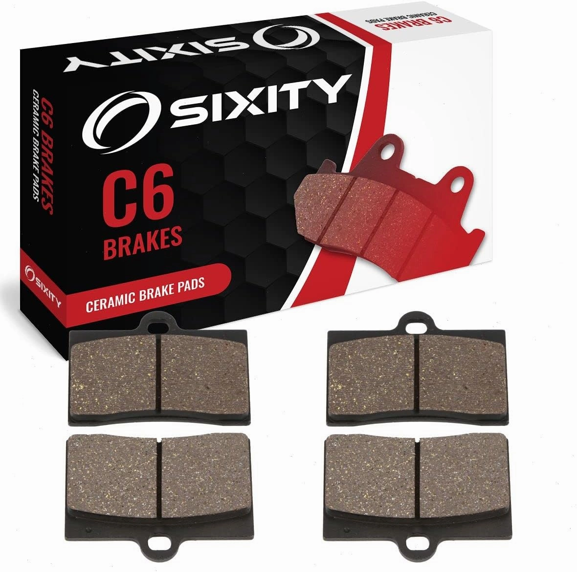 Sixity C6 Front Ceramic Brake Pads compatible with Laverda 668 Diamante Ghost Strike 1996-1998 Complete Set