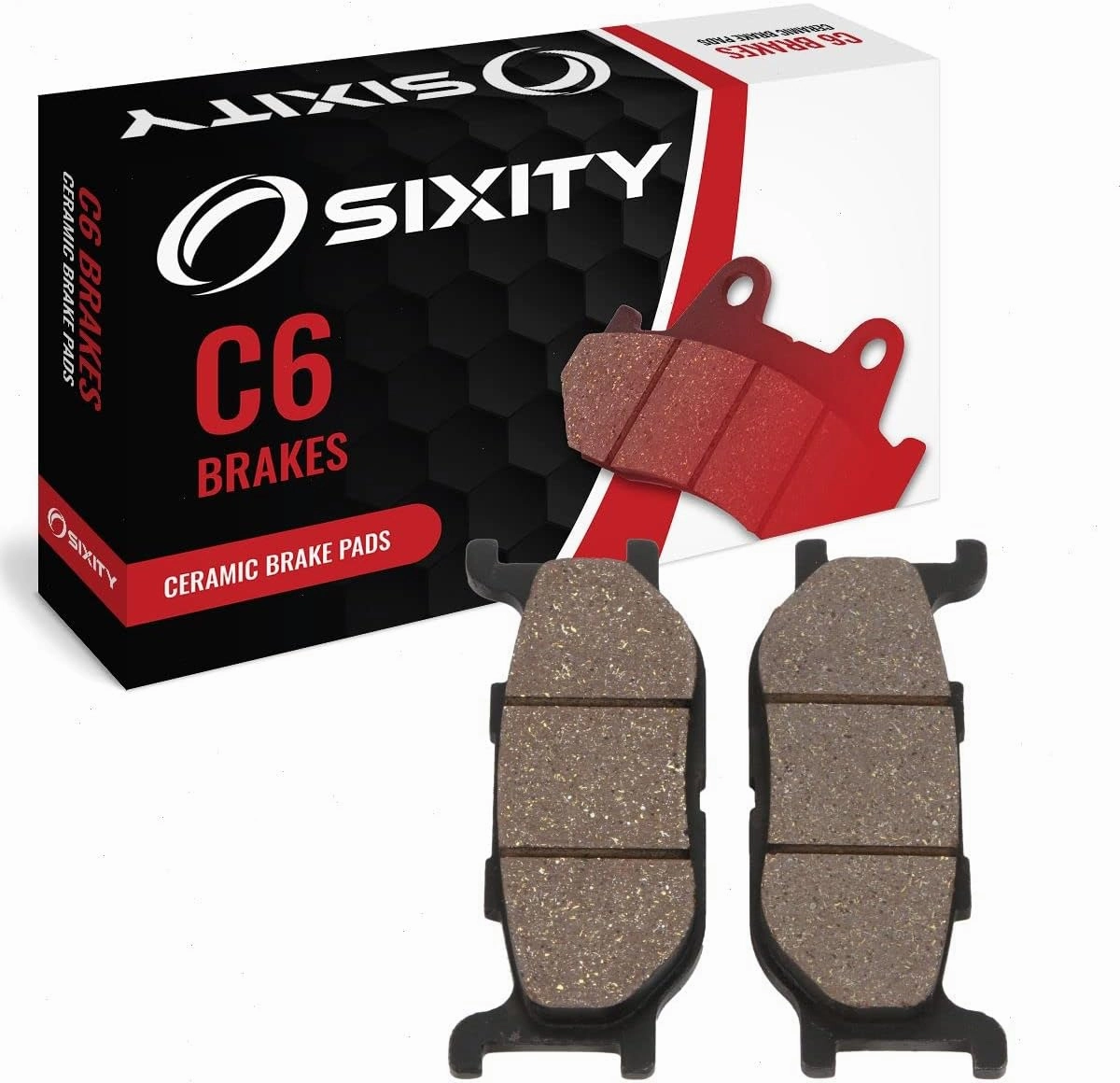 Sixity C6 Front Ceramic Brake Pads compatible with Yamaha XJ600S Seca II SD SDC SE SEC EF SFC SG SGC SH SHC SJ SJC SK SKC 1992-1998 Complete Set
