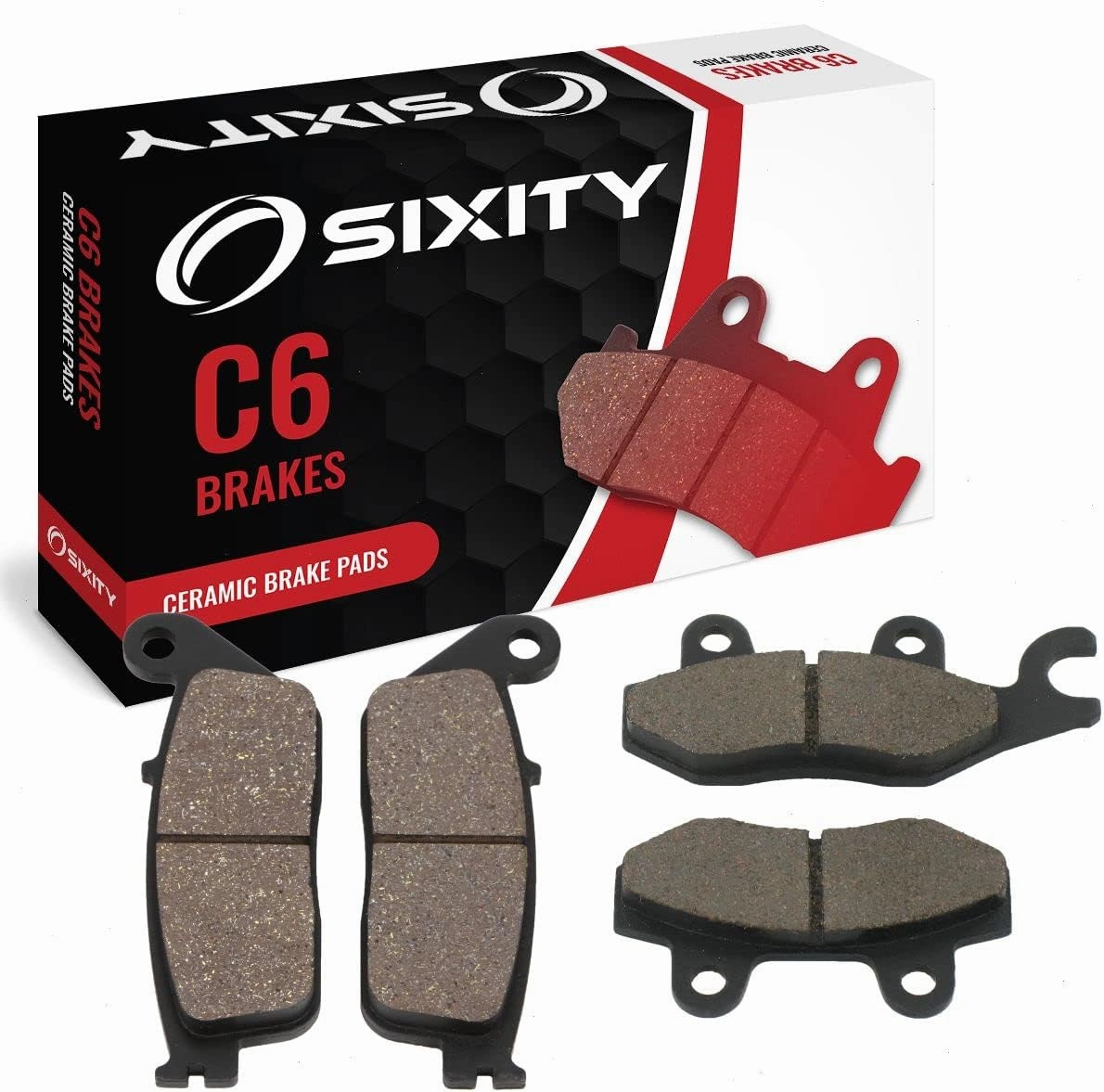 Sixity C6 Front Rear Ceramic Brake Pads compatible with Daelim Roadwin 125 2004-2009 Complete Set