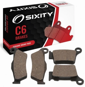 Sixity C6 Front Rear Ceramic Brake Pads compatible with Husqvarna TC450 48mm Marzocchi forks 95mm Caliper Mount Centers 2005-2008 Complete Set