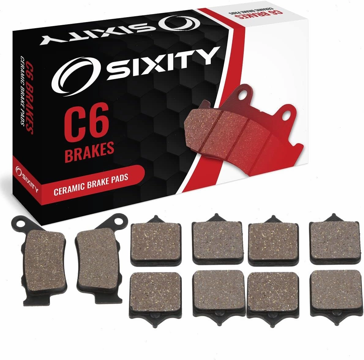Sixity C6 Front Rear Ceramic Brake Pads compatible with KTM 990 Super Duke R 2009-2011 Complete Set