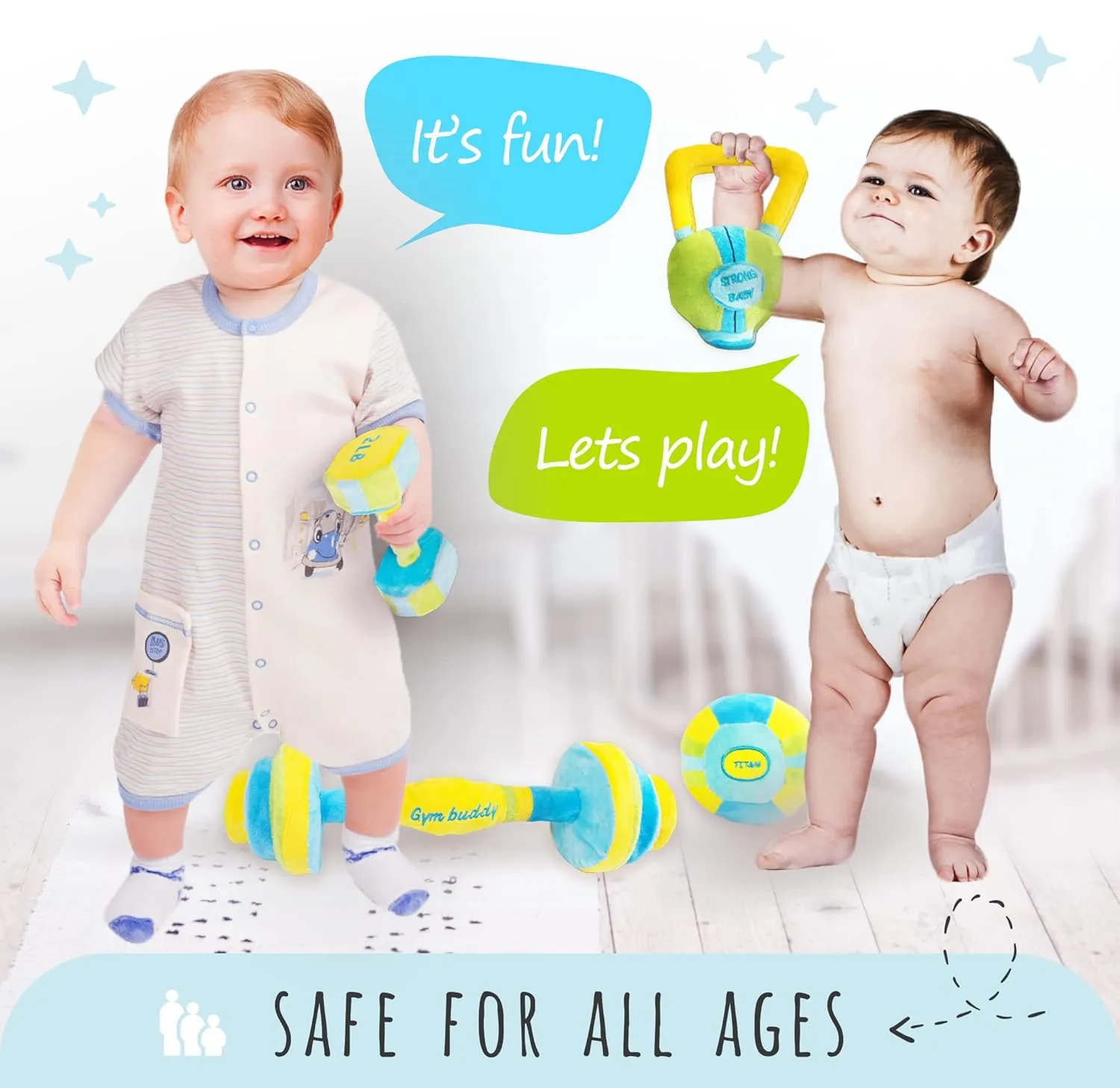 Skywin Baby Weight, Baby Dumbbell Toy, Kids Weight Set, Durable and Safe Plush, Ages 0 