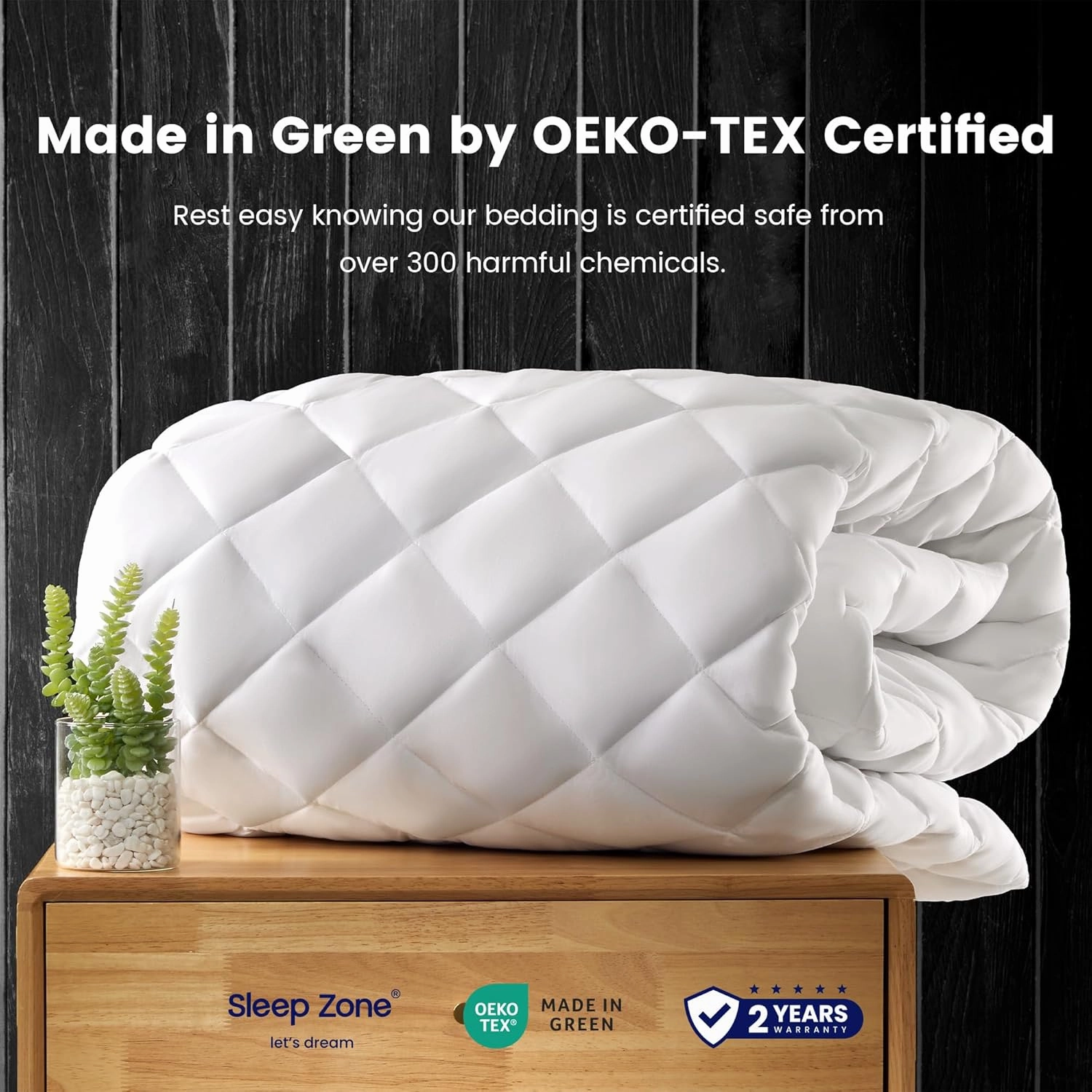 SLEEP ZONE Mattress Cover Queen Size Bed, Quilted Fitted Mattress Pad, Deep Pocket Mattress Protector Stretches up to 21 inches, Pillowtop Breathable Mattress Topper (White, 60x80)