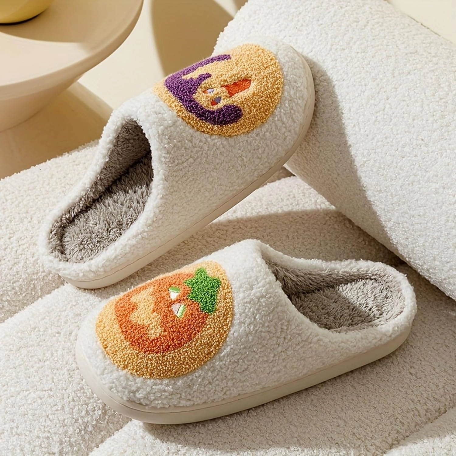 Slippers for Womens Mens Cut Retro Plush Soft Memory Foam House Shoes