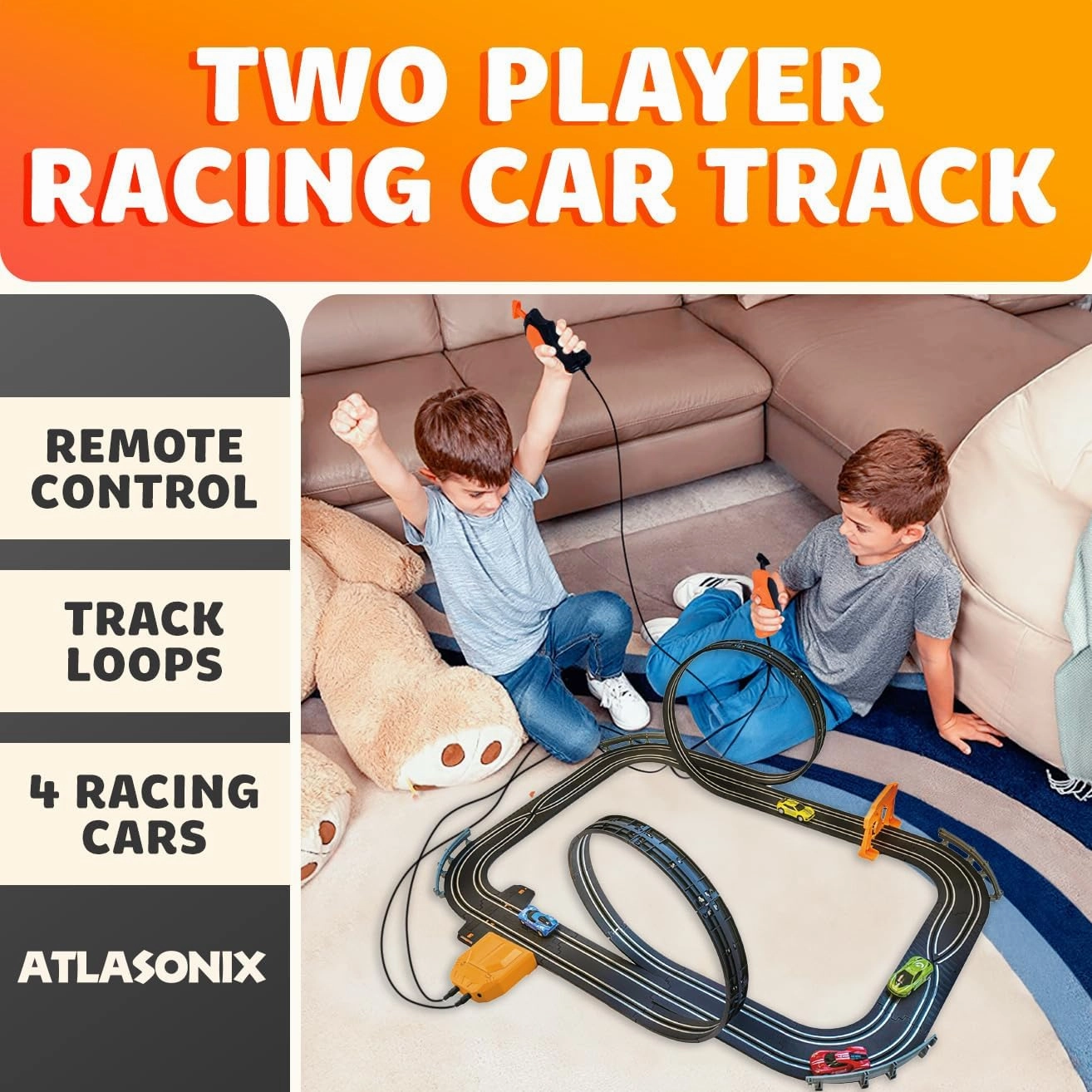 Slot Car Race Track Sets, Race Tracks for Kids Ages 4-8, Remote Control Car for Toddlers 1-3, Toy Car Racetrack for Boys & Girls, Master Set