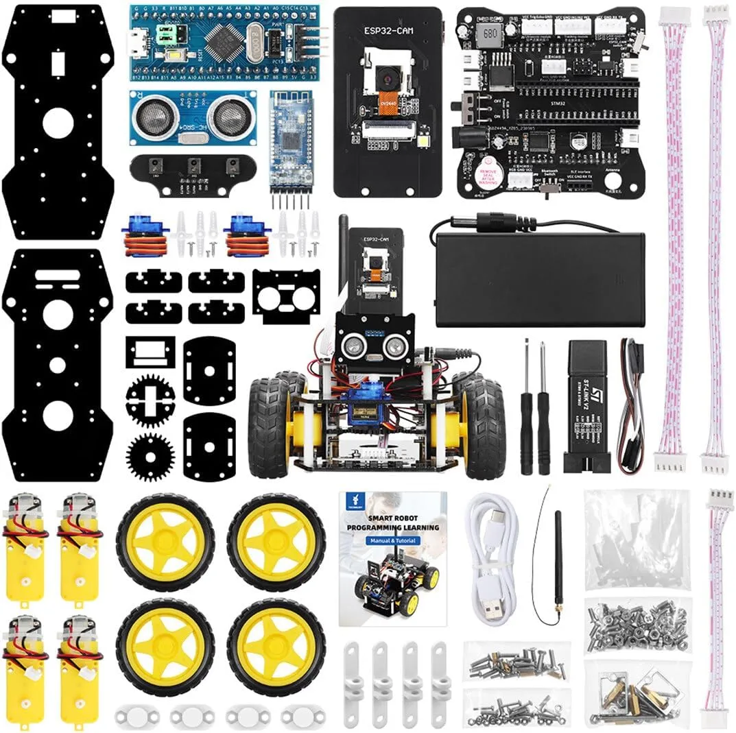 Smart Antenna Robot Car Kit, Robot RC Smart Car DIY Kit to Build for Adults Coding Robot Electric Motor Robotic Science Kit, Electronic Programming Car Coding Kit Gifts Ornament