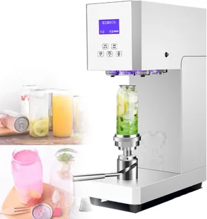 Smart Can Sealing Machine, Semi-Automatic Cup Sealer Machine Poly Bag Heat Sealer Sealing Machine 5.5cm Caliber Sealing Equipment (White)