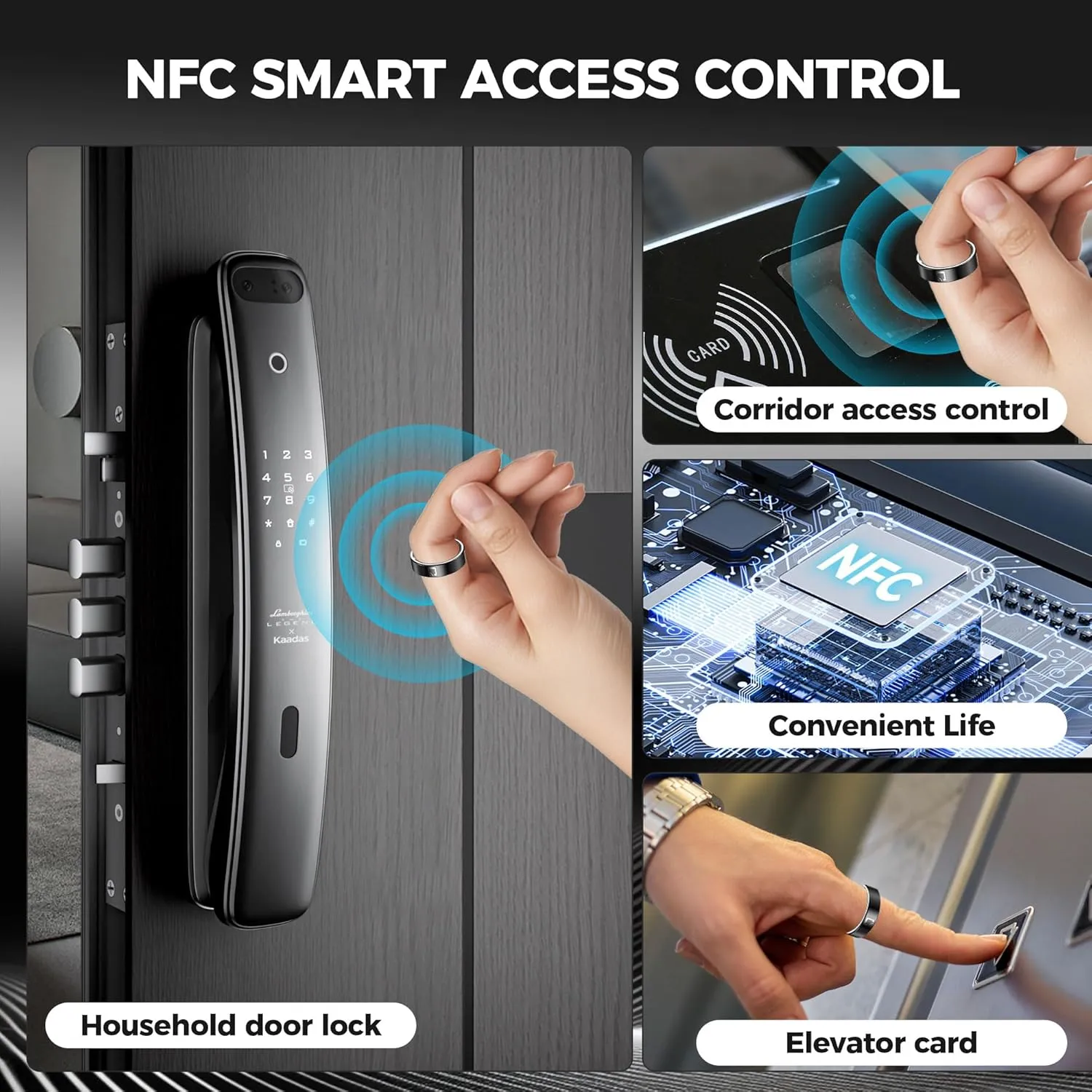 Smart Ring for Men Women - NFC Sleep Fitness Step Tracker Ring Monitor for Heart Rate/Calories Bluetooth Ring Contact Sensor for iOS Android Black #12