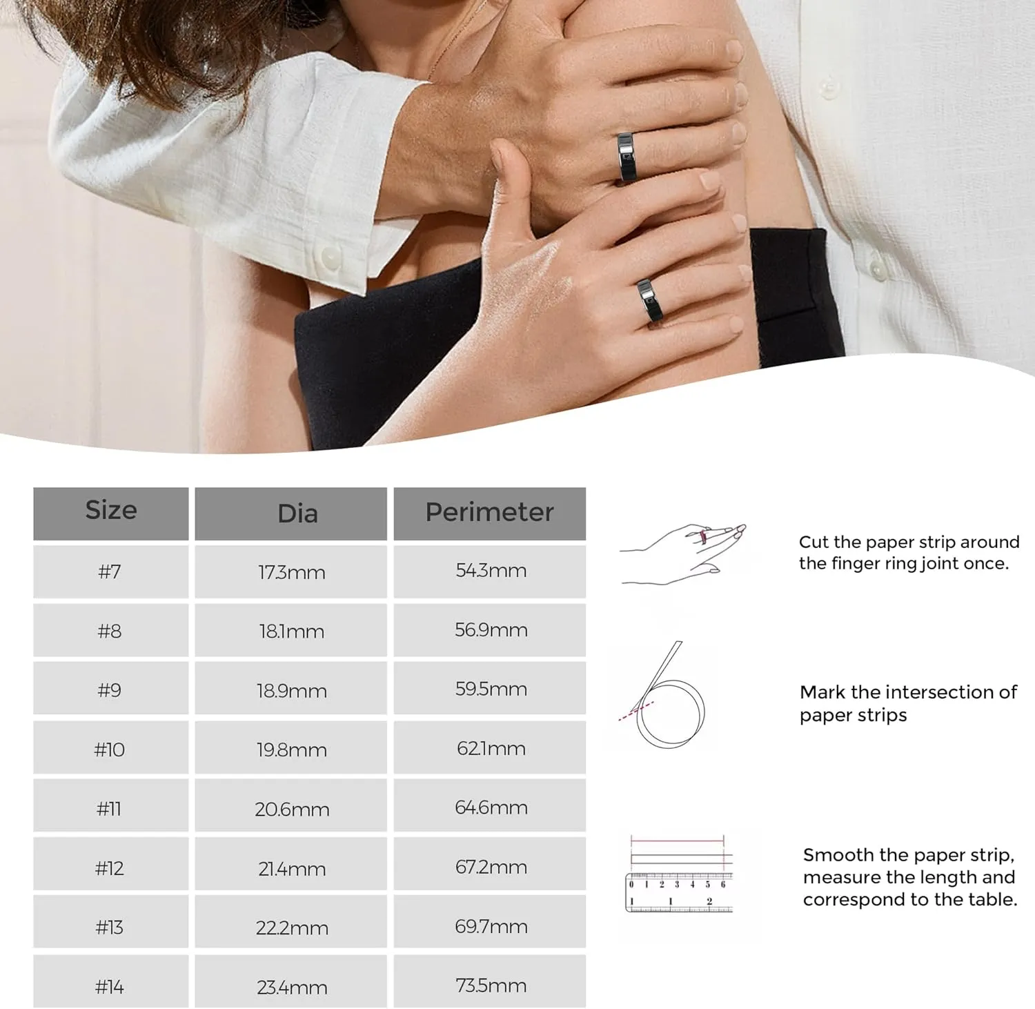 Smart Ring for Men Women - NFC Sleep Fitness Step Tracker Ring Monitor for Heart Rate/Calories Bluetooth Ring Contact Sensor for iOS Android Black #12