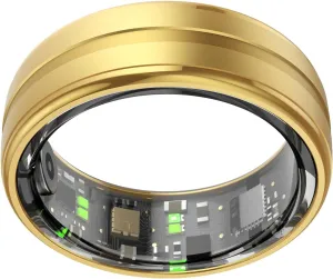 Smart Wearable Fitness Tracker, Sleep Tracker Ring, Healthy Heart Rate, Oximetry, Sleep, Exercise Monitoring, 5ATM Waterproof for iOS and Android (Gold, 11#)