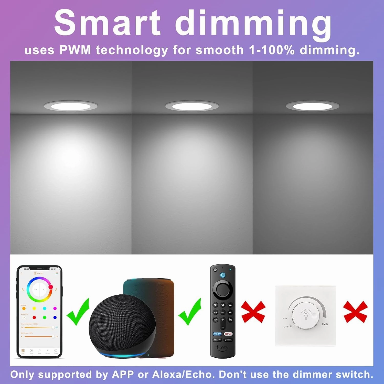 Smart Recessed Lighting 6 Inch RGBCW Color Changing 16W LED Downlight with Junction Box,1350 Lumen Recessed Ceiling Light Compatible with Alexa,Dimmable by Bluetooth Control -1Pack