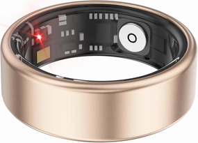Smart Ring Fitness Tracker for Men Women, Health Sleep Heart Rate Blood Oxygen Tracker Smart Ring with Wireless Charger Box, IP68 Waterpro of Bluetooth Tracker Rings, Free APP (Golden#11)