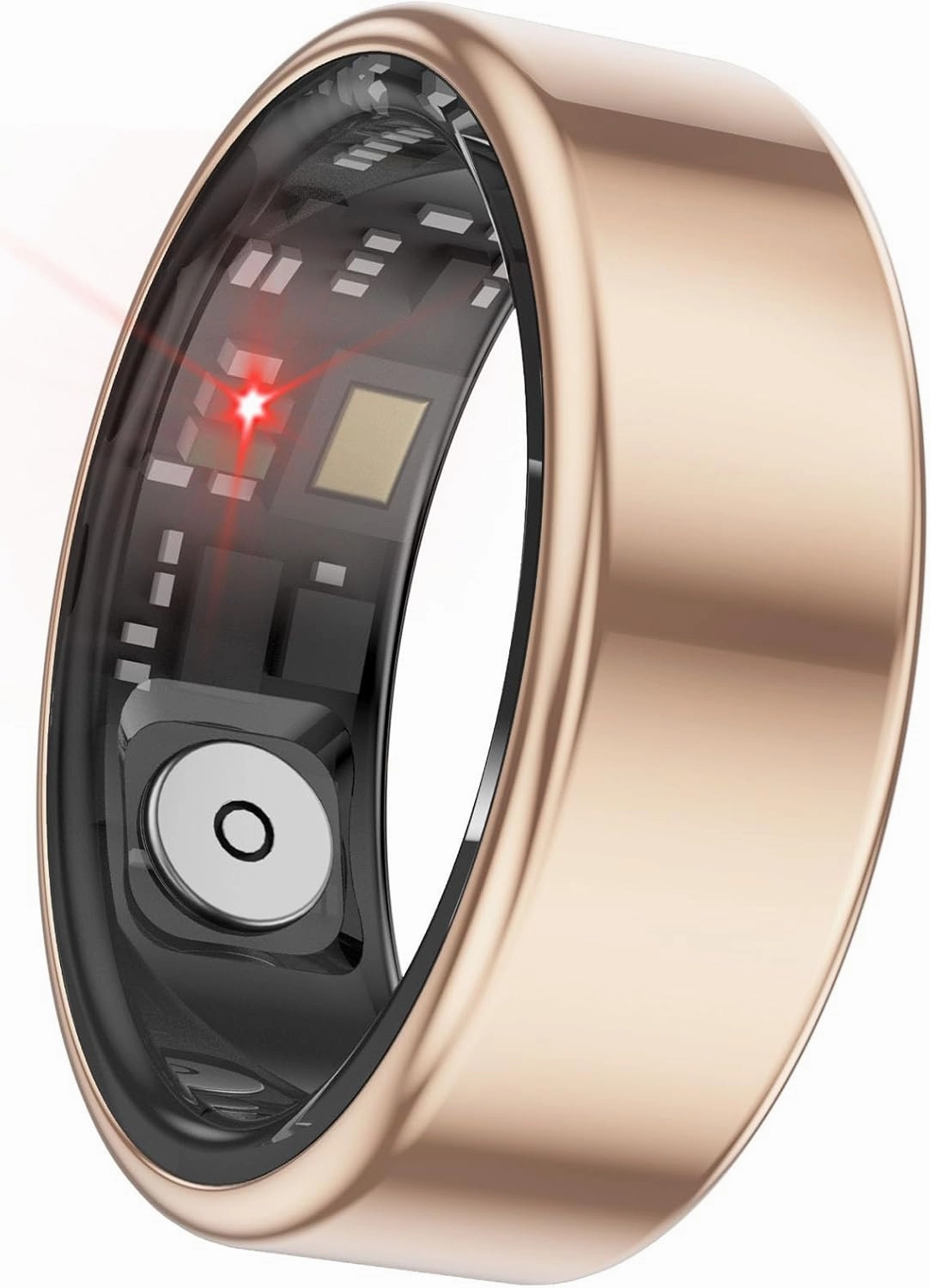 Smart Ring Fitness Tracker for Men Women, Health Sleep Heart Rate Blood Oxygen Tracker Smart Ring with Wireless Charger Box, IP68 Waterpro of Bluetooth Tracker Rings (Golden# 9)