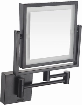 Smart Sensor LED Lighted Makeup Mirror, Square Wall Mounted Double Sided 1X/3X Magnifying Mirror Rotation Extension Bathroom Mirror,Black,Plug in (Color : Black, Size : Hardwired)