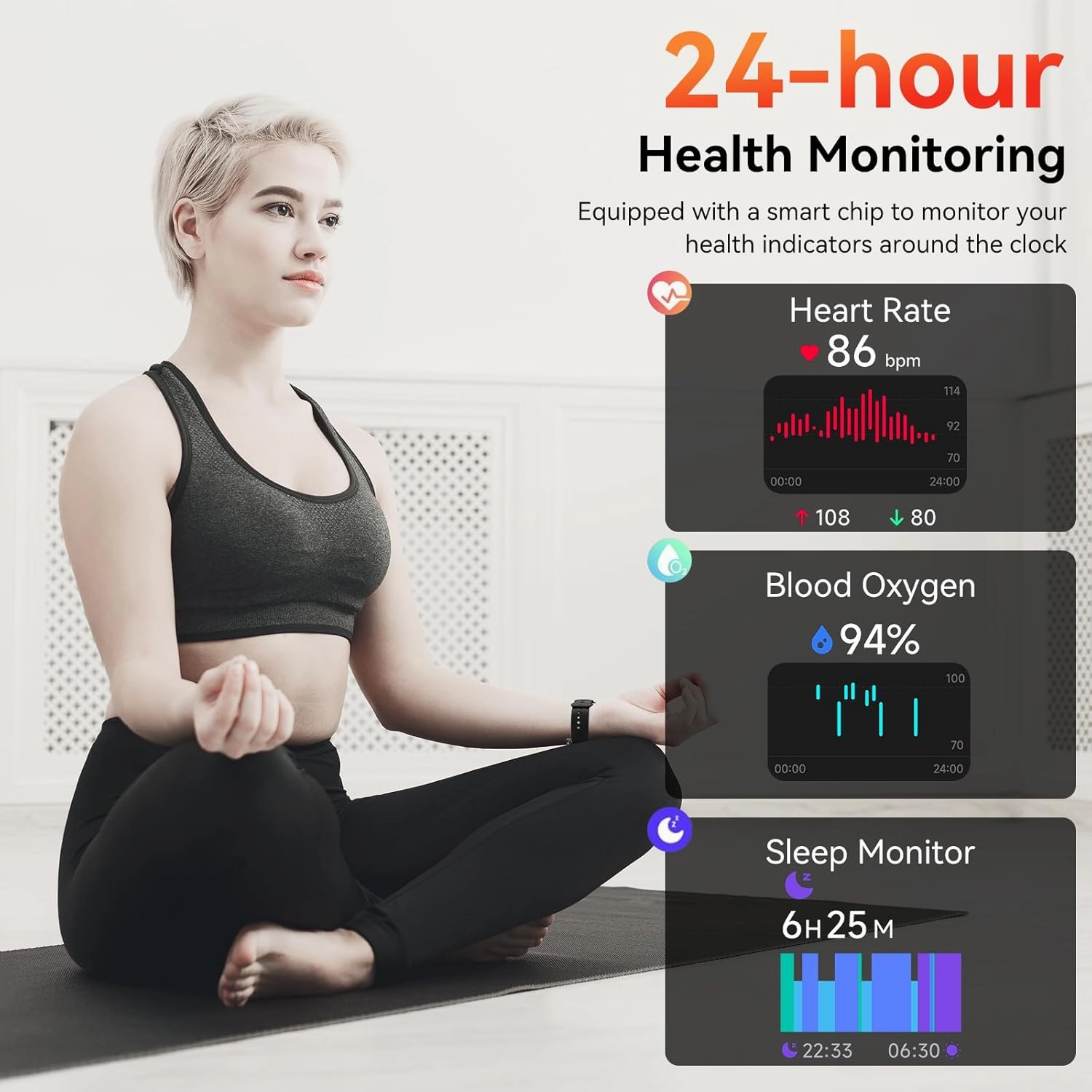 Smart Watch with Alexa Built-in, 1.83" HD Touchscreen, Bluetooth Call/Make Calls, IP68 Waterproof Fitness Tracker with 120  Sport Modes, 24/7 Heart Rate & Sleep Monitor for iOS/Android (Black)