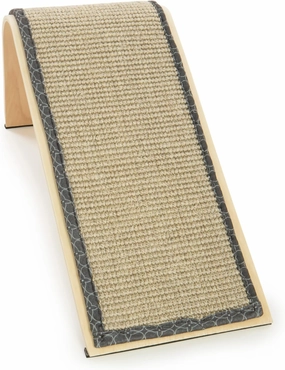 SmartyKat Sisal Angle Ramp Cat Scratcher for Indoor Cats & Kittens, Durable Sisal & Wood Scratching Pad, Includes Catnip, Gray/Taupe