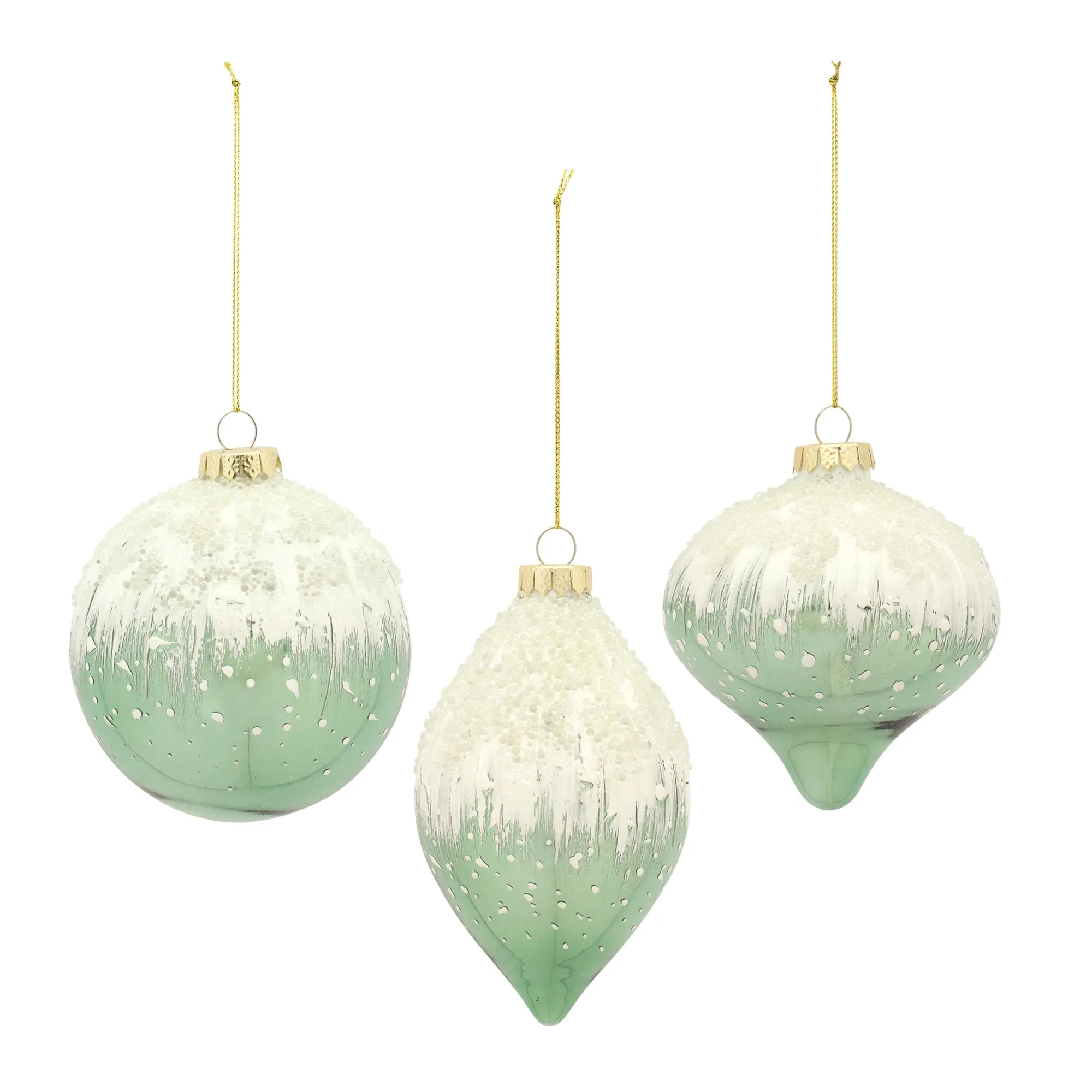 Snow Green Glass Ball Ornament-Onion