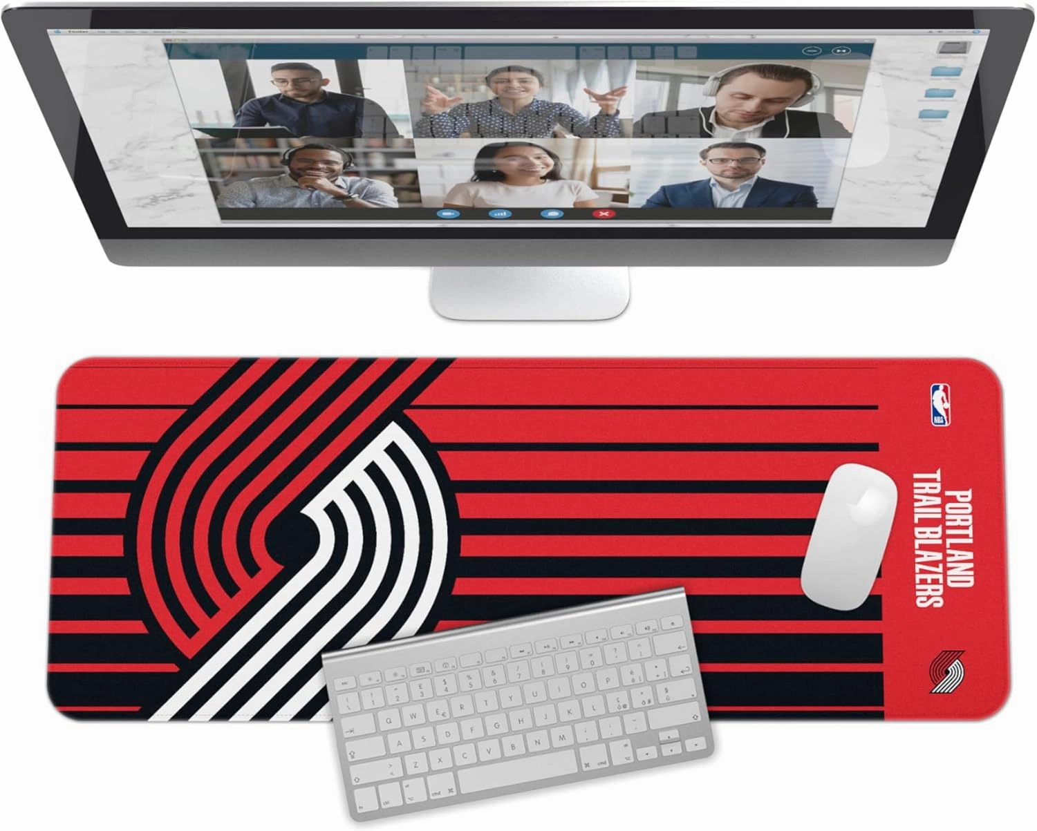 SOAR NBA Multifunctional Desk Mat for Desktop, (31.5"x12") - Ultra Soft Fabric with Non-Slip Rubber Backer - Water Resistant & Durable Nylon Stitching