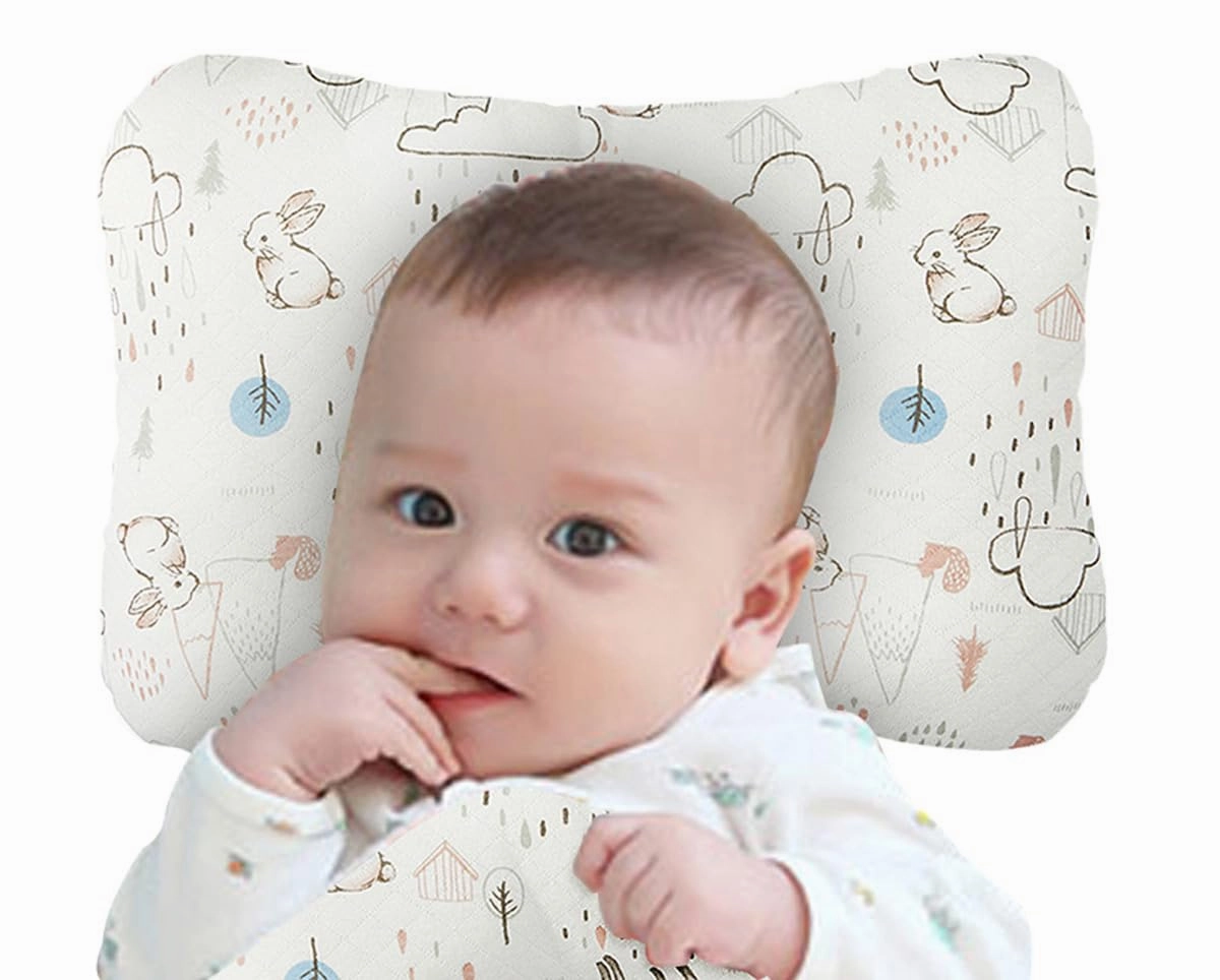 Soft Hypoallergenic Baby Head & Neck Support Bamboo Organic Cotton Cover Machine Washable (Bamboo Bunny)