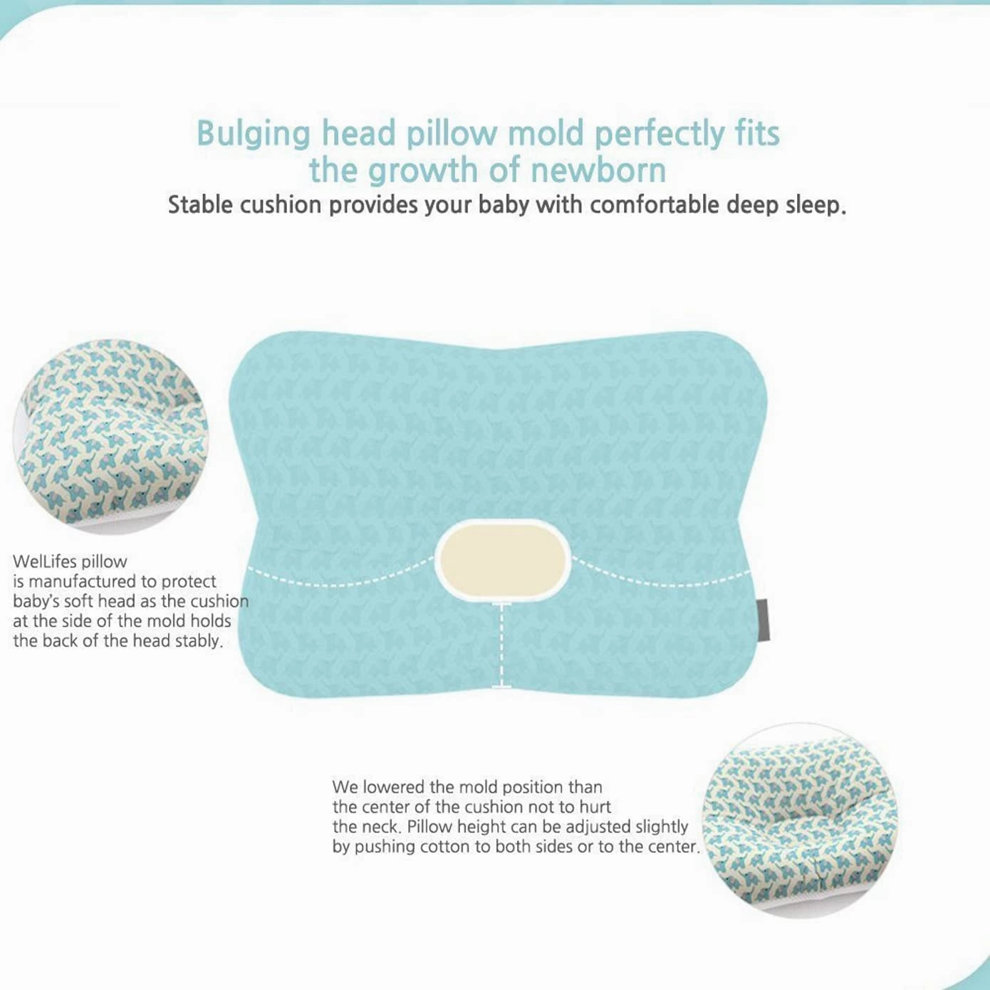 Soft Hypoallergenic Baby Head & Neck Support Bamboo Organic Cotton Cover Machine Washable (Bamboo Bunny)
