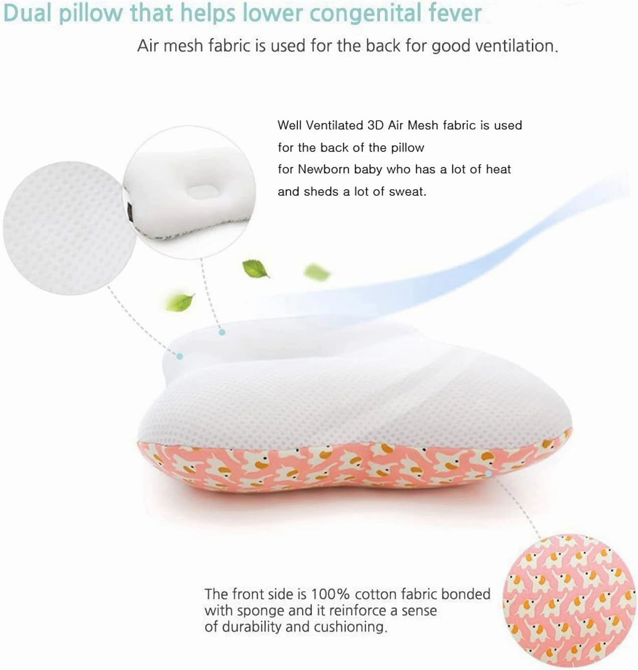 Soft Hypoallergenic Baby Head & Neck Support Bamboo Organic Cotton Cover Machine Washable (Bamboo Bunny)