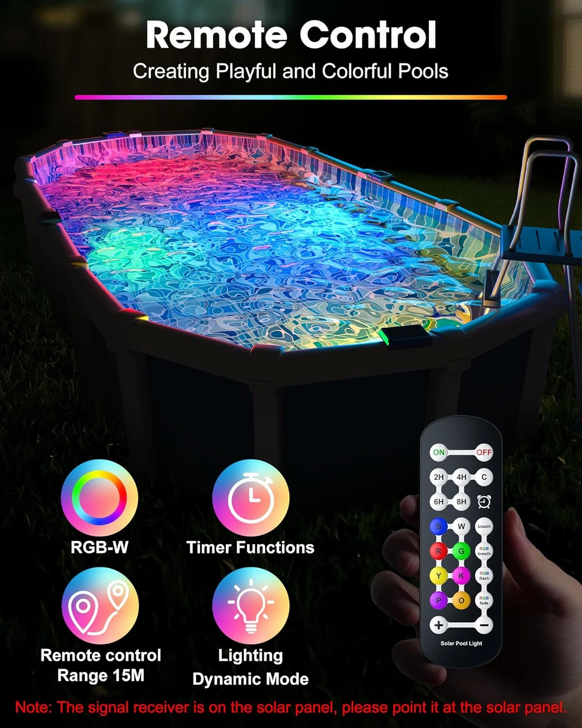 Solar Pool Lights,Underwater IP68 Pool Lights with 8-Color Changing and 9 Modes,Solar Powered LED Swimming Light with Remote Control for Above Ground Pools/Inground Pools-2 Pack-Blue