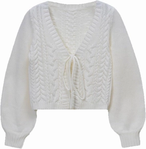 SOLY HUX Women's Tie Front Cardigan Sweaters Long Sleeve Bow Sweater Fall Winter Trendy Outerwear Tops