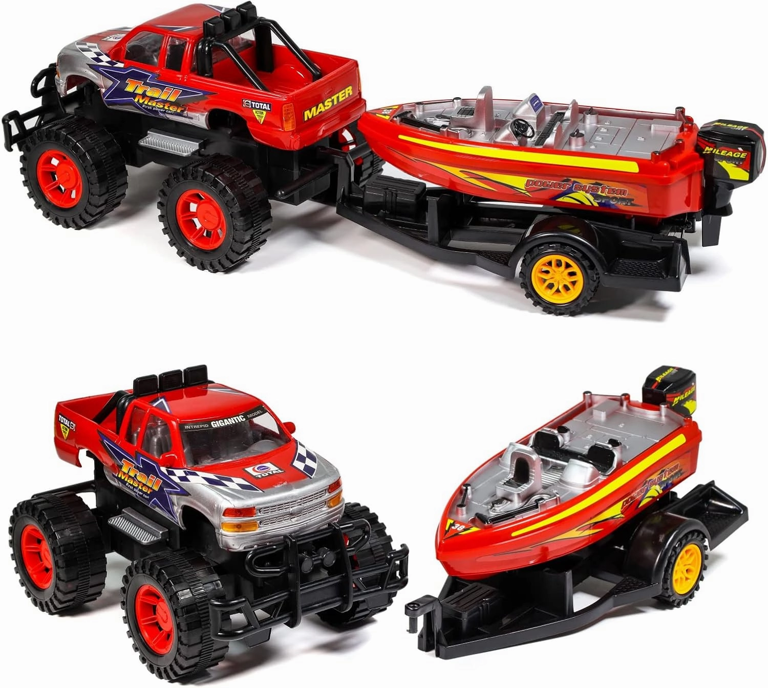 Speed Max King Friction Power Monster Truck Speed Boat Hauler Play Set by Kid Fun