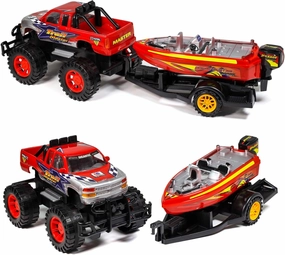 Speed Max King Friction Power Monster Truck Speed Boat Hauler Play Set by Kid Fun
