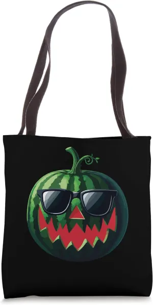 Spooky Summer Watermelon Jack-O-Lantern Halfway to Halloween Tote Bag