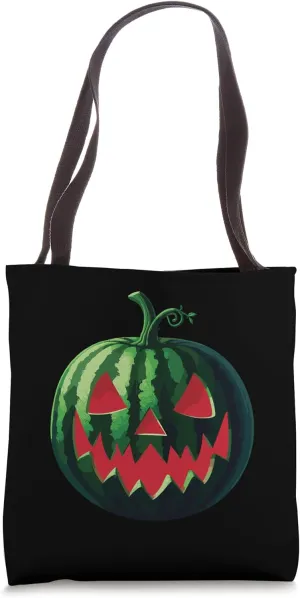 Spooky Summer Watermelon Jack-O-Lantern Halfway to Halloween Tote Bag