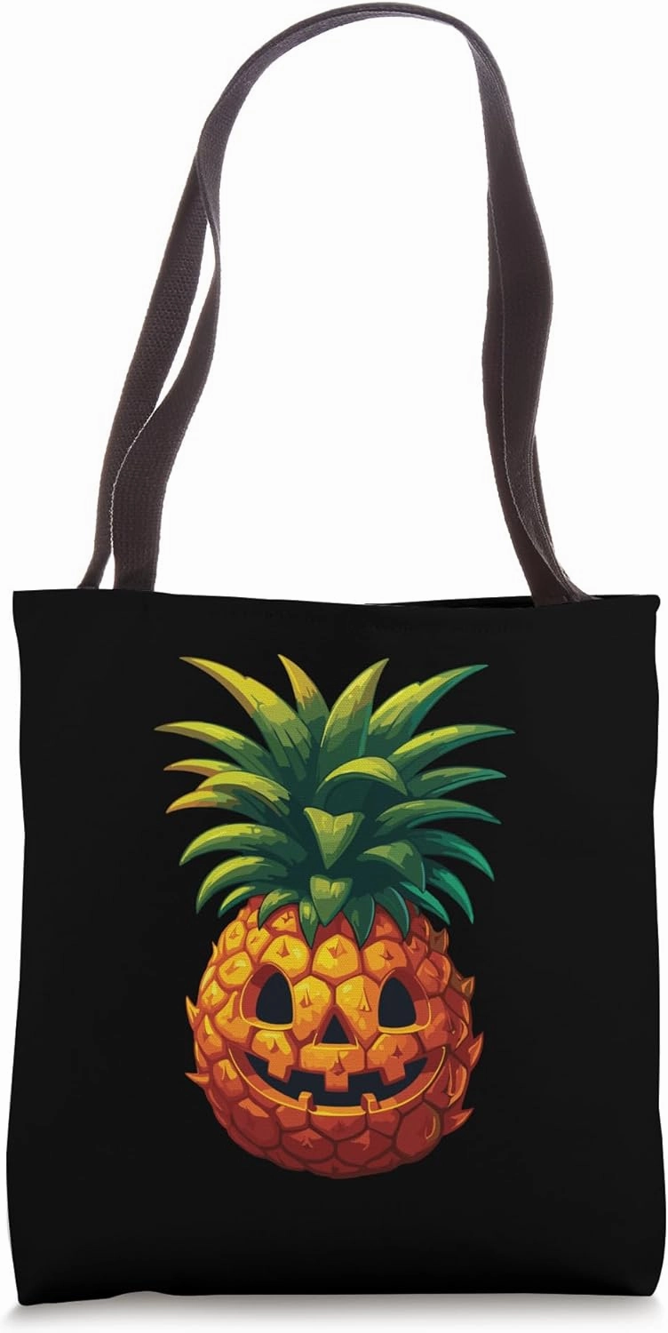 Spooky Summer Pineapple Jack-O-Lantern Halfway to Halloween Tote Bag