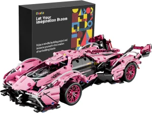 Sport Racing Car Building Block Sets for Adults, 1:14 Pink Race Supercar Toys Kits Collectible MOC Model Construction Birthday Gifts for Old Boys and Girls, Teens Men Women Age 8-12 12-16,14 