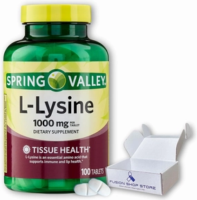 Spring Valley l-lysine 1000mg- 100 Tablets (Pack of 1), Boxed by Fusion Shop Store