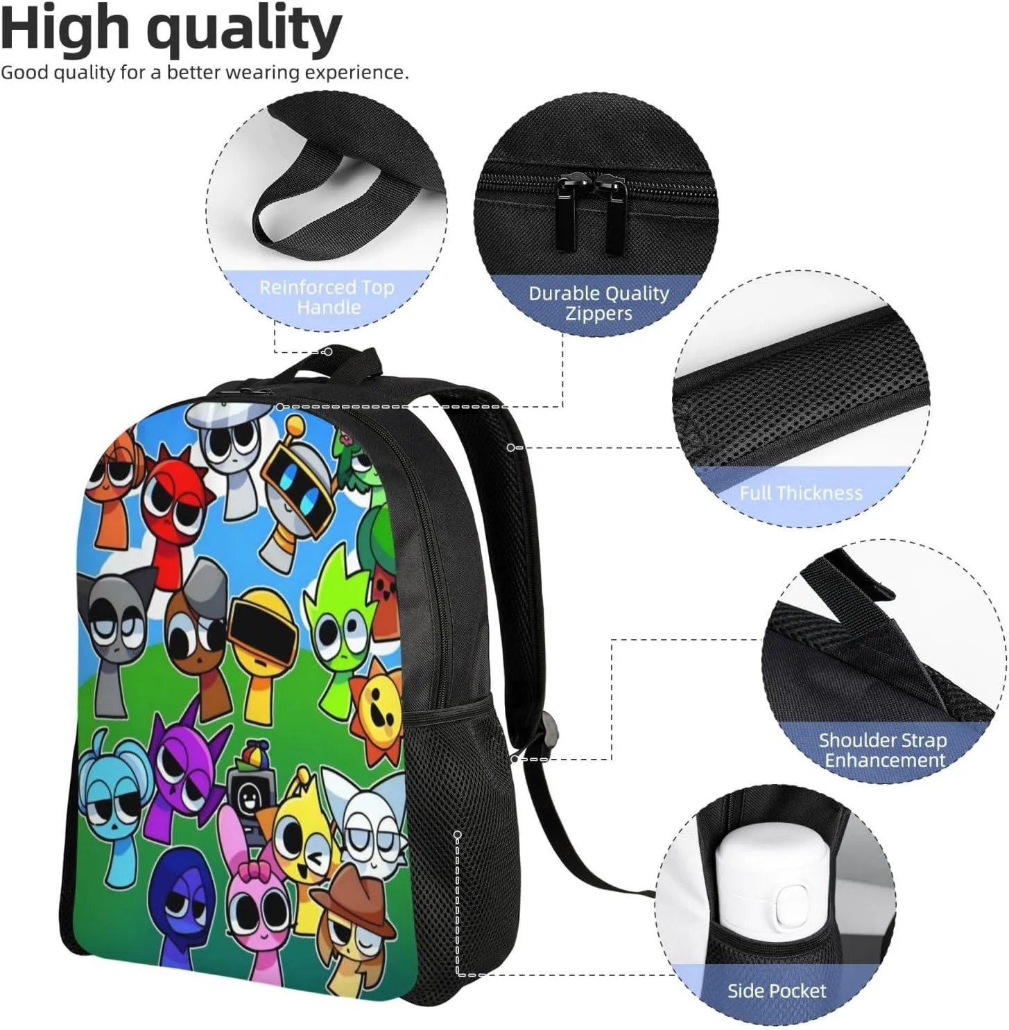 Sprunki Backpack, Oxford Cloth Travel Backpack, Sturdy And Durable