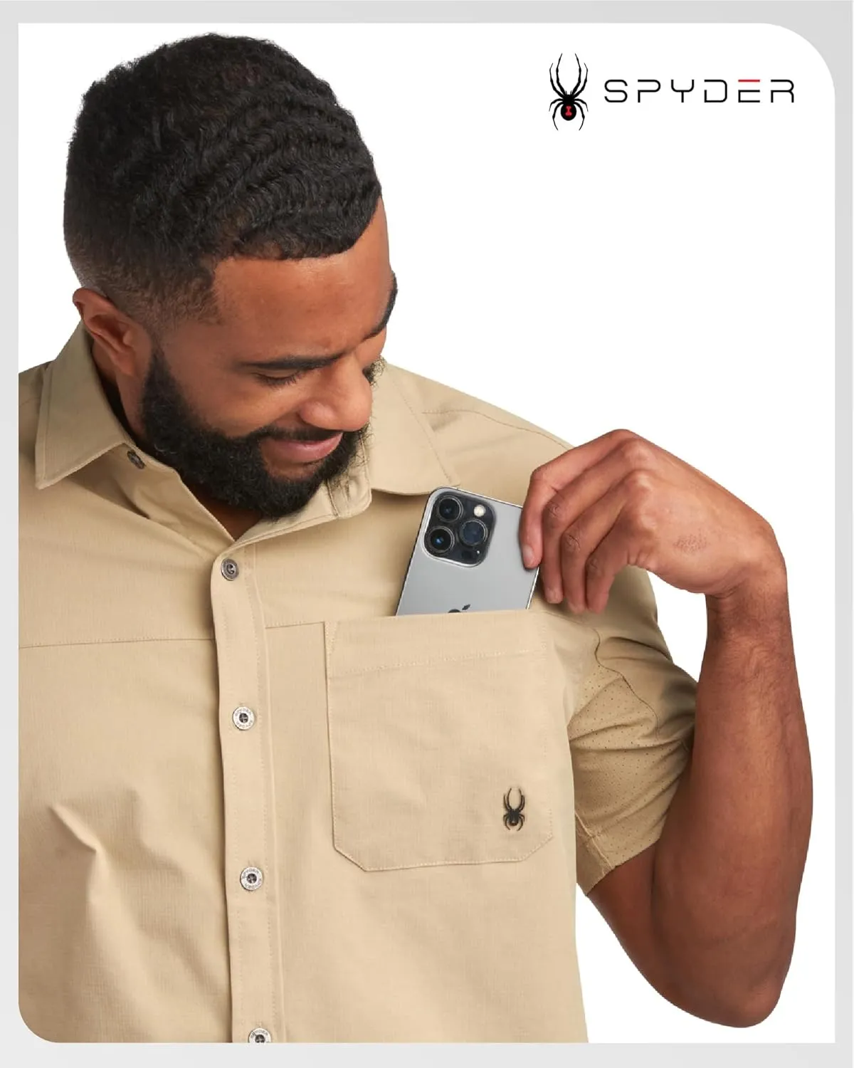 Spyder Mens Short Sleeve Button Down Shirts - Lightweight Stretch Ripstop Collared Wrinkle Free Dress Shirts for Men (S-XL)