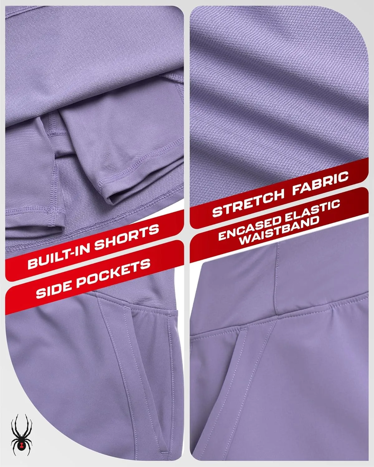 Spyder Womens Athletic Skort - Stretchy Skirt with Shorts Underneath - Womens Tennis Skirt for Sports Running Workout (S-XL)