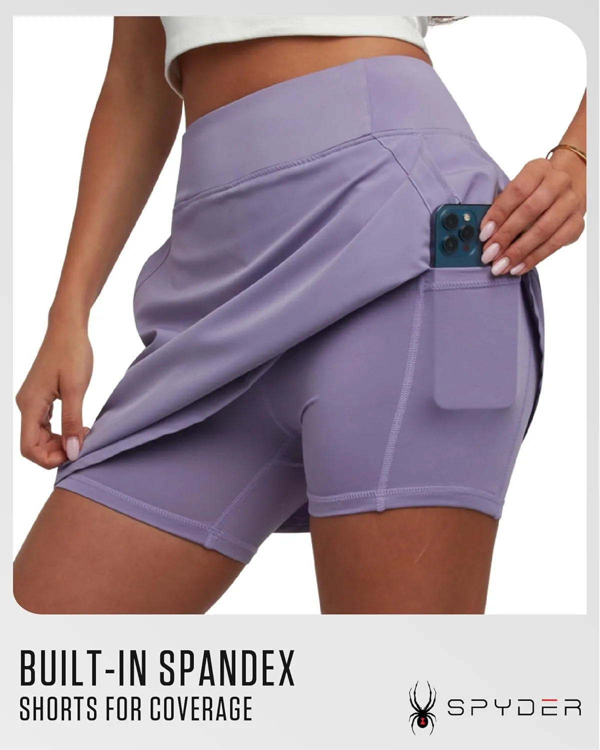 Spyder Womens Athletic Skort - Stretchy Skirt with Shorts Underneath - Womens Tennis Skirt for Sports Running Workout (S-XL)