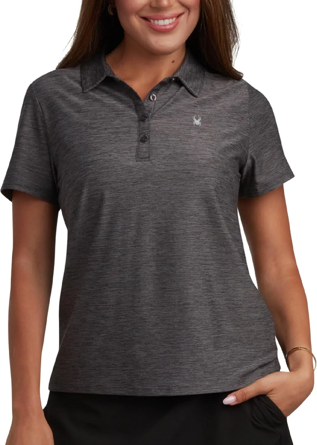 Spyder Womens Golf Shirt - Lightweight Moisture Wicking 4-Button Polo Shirts for Women with UPF 30  Sun Protection for Sports