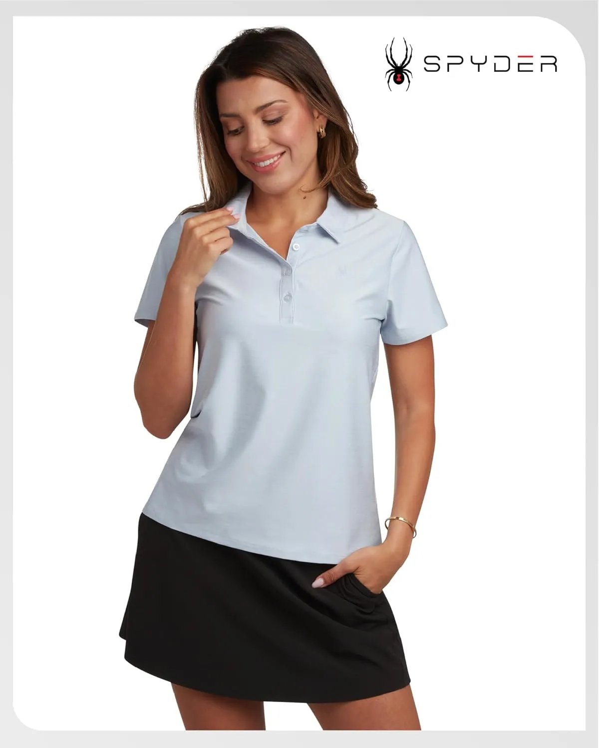 Spyder Womens Golf Shirt - Lightweight Moisture Wicking 4-Button Polo Shirts for Women with UPF 30  Sun Protection for Sports
