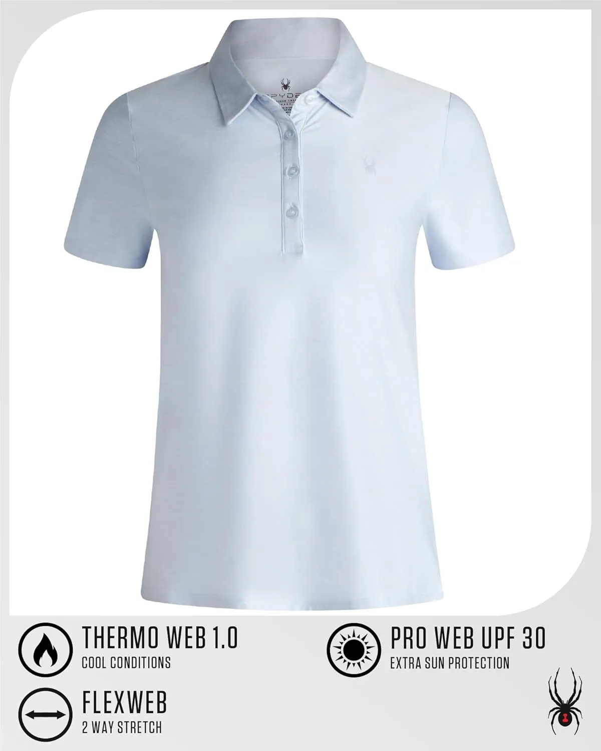 Spyder Womens Golf Shirt - Lightweight Moisture Wicking 4-Button Polo Shirts for Women with UPF 30  Sun Protection for Sports