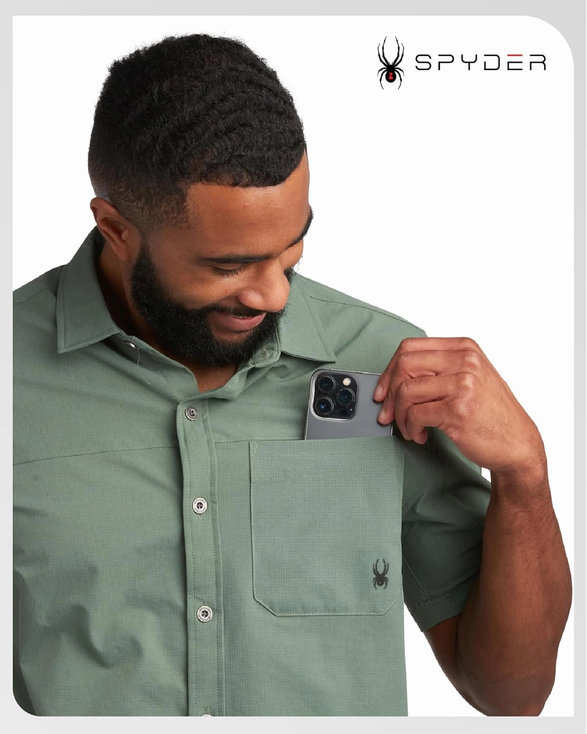 Spyder Mens Short Sleeve Button Down Shirts - Lightweight Stretch Ripstop Collared Wrinkle Free Dress Shirts for Men (S-XL)