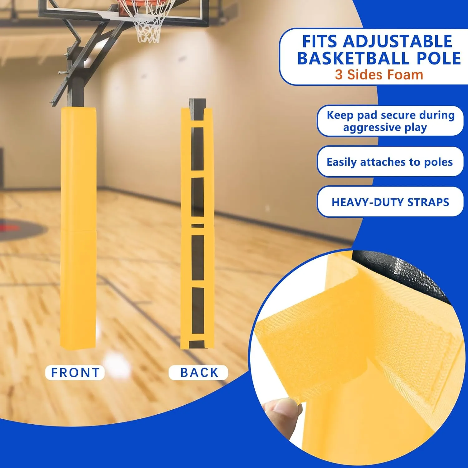Square Pole Padding Basketball Pole Pads Deluxe Weatherproof Goal Padding Pole 2''/ 4'' Thick Basketball Hoop Pad Durable for Protection(Fit 4'' to 6'' Pole-6 Feet Tall)