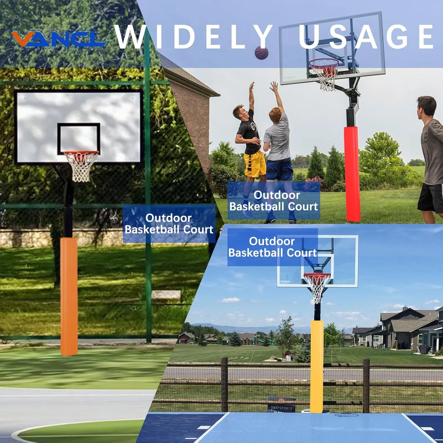 Square Pole Padding Basketball Pole Pads Deluxe Weatherproof Goal Padding Pole 2''/ 4'' Thick Basketball Hoop Pad Durable for Protection(Fit 4'' to 6'' Pole-6 Feet Tall)