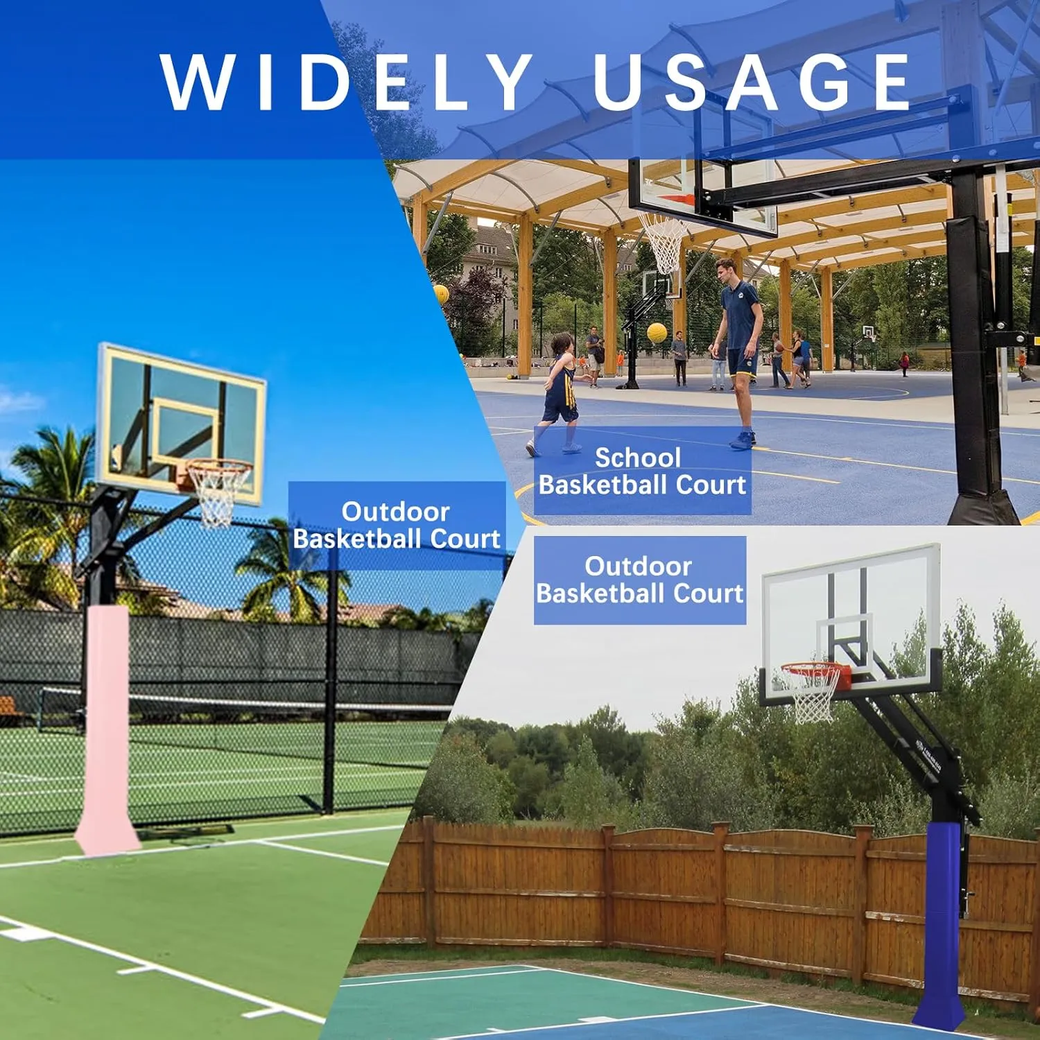 Square Pole Padding Basketball Pole Pads Heavy Duty Square Pads Outdoor Fits 4"x4", 5"x5", 6"x6",6"x8", 8"x8" Poles Waterproof UV-Resistant Durable Protection Pads