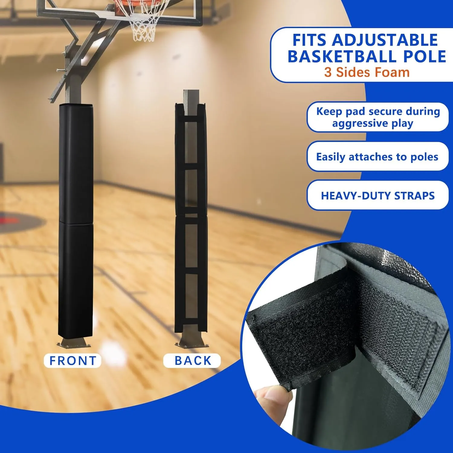 Square Pole Padding Basketball Pole Pads Heavy Duty Square Pads Outdoor Fits 4"x4", 5"x5", 6"x6",6"x8", 8"x8" Poles Waterproof UV-Resistant Durable Protection Pads