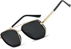 Square Retro Aviator Sunglasses for Women Trendy Womens Sunglasses Polarized UV Protection Tangle Free Metal Frame