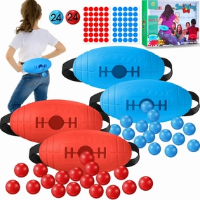 Sratte 4 Pack Shaking Swing Balls for Kids Age 14  Years Old, Indoor Outdoor Games for Adults and Family, Easter Camping Yard Beach Playset, with 48 Pcs Balls and 108 Stickers