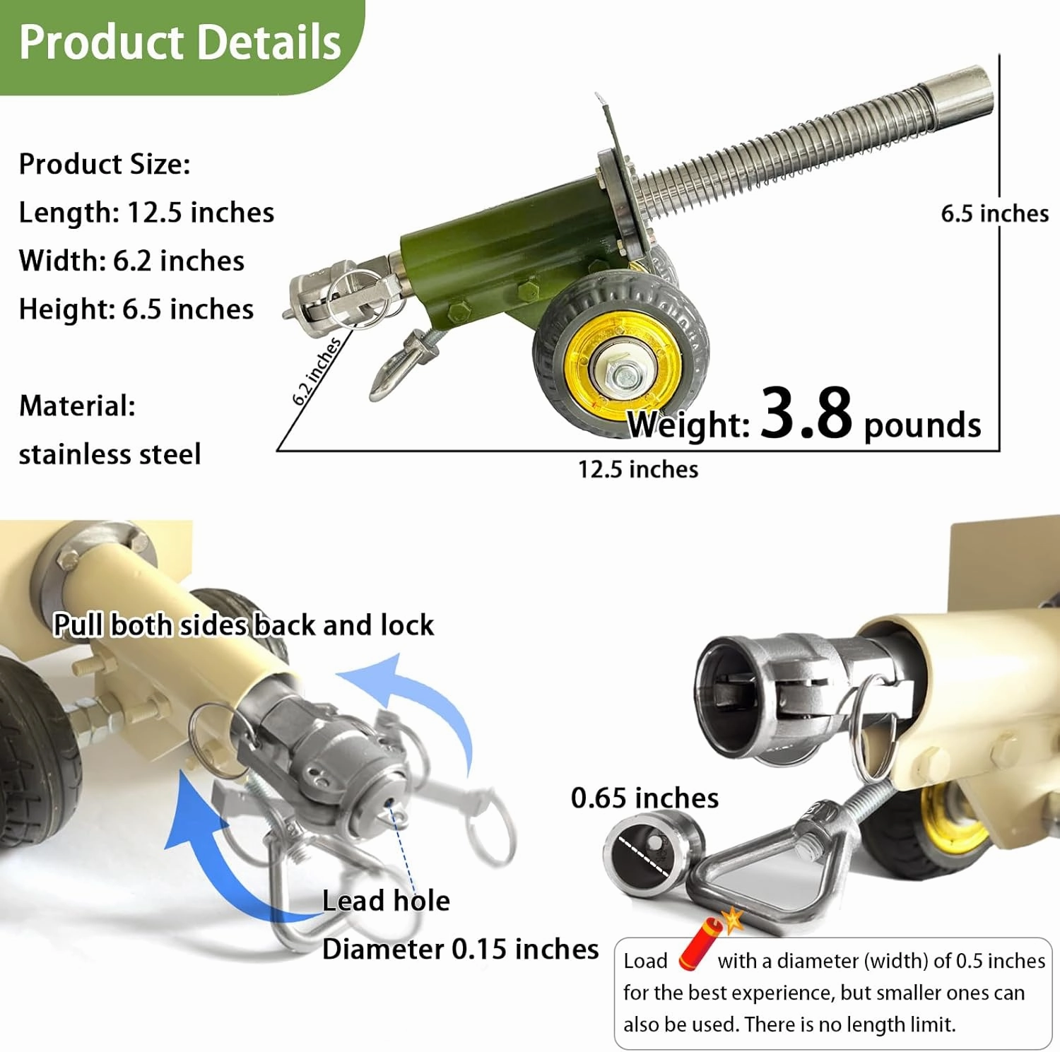 Stainless Steel Mini Cannon Model with Recoil Mechanism - Perfect for Outdoor Games and Collectors’ Gift (red)